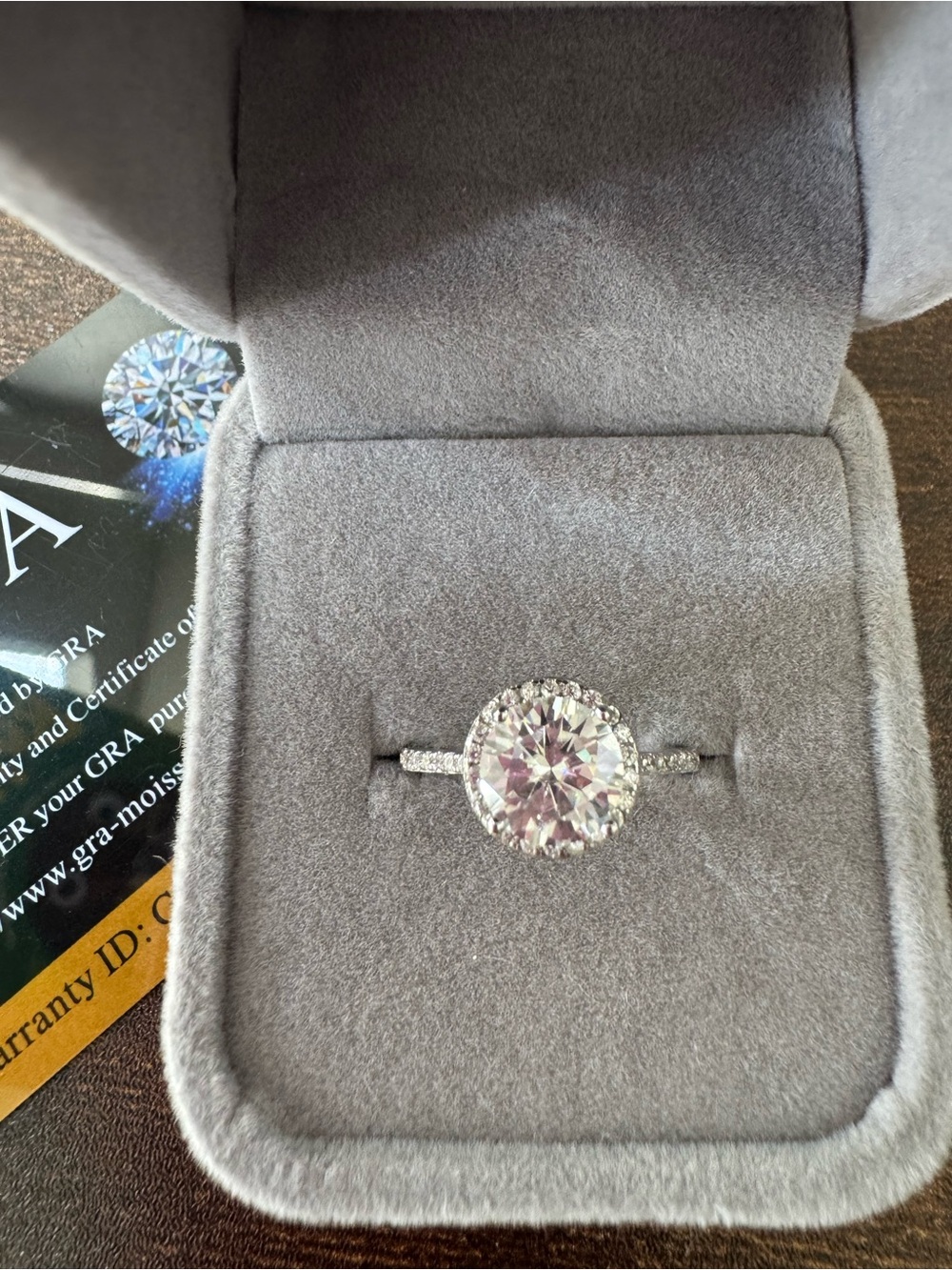 2 Carat GRA Certified Moissanite Diamond Ring with Sterling Silver band and 14K